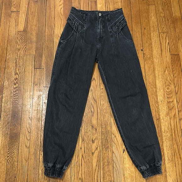 Retrofete Miriam pant jogger high waist denim onyx balloon fit distressed 28 - Picture 2 of 13